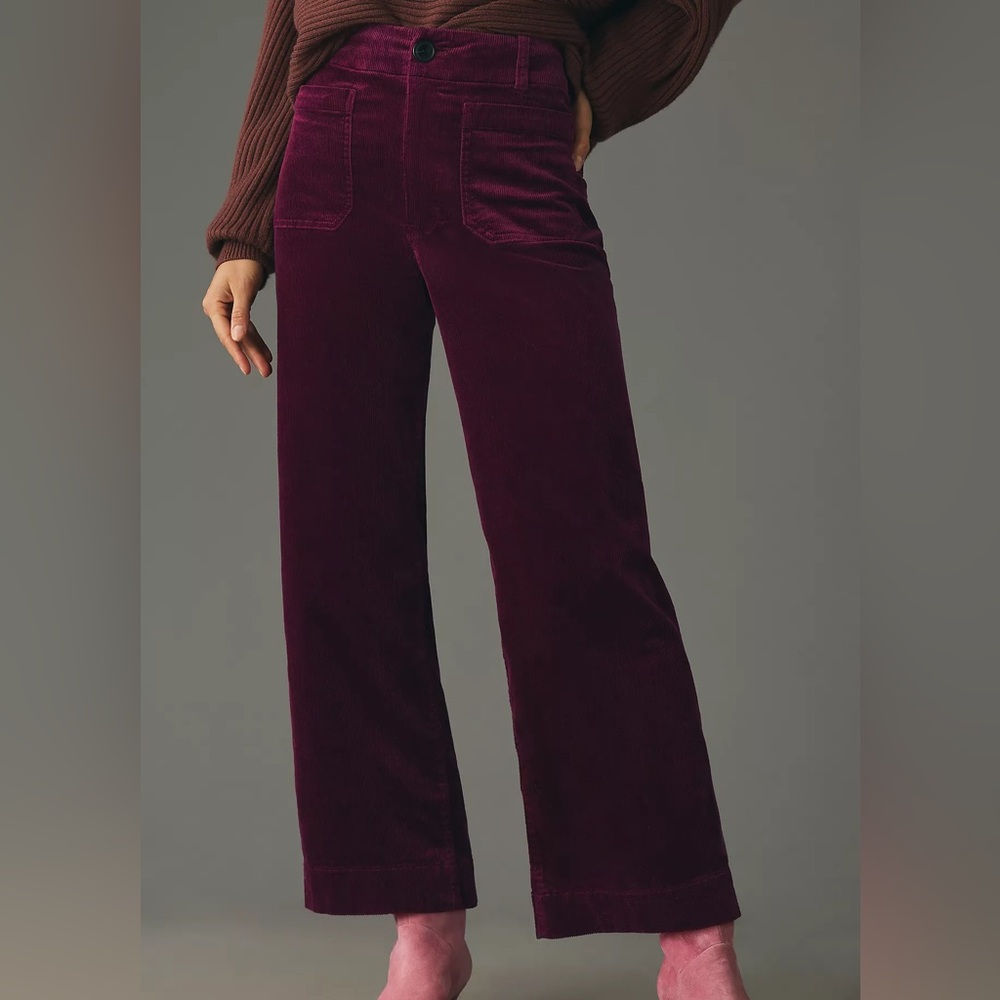 NWT The Colette Cropped Wide-Leg Corduroy Pants by Maeve
